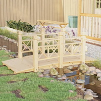 vidaXL Trädgårdsbro med räcken 150x67x56cm massivt granträ