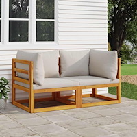 vidaXL Hörnsoffa 2 st med dynor ljusgråa massiv akacia