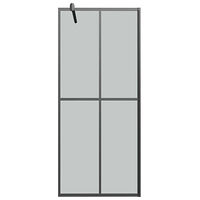 vidaXL Duschvägg med hylla svart 90x195 cm ESG-glas&aluminium