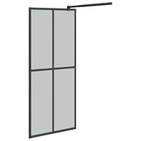 vidaXL Duschvägg med hylla svart 90x195 cm ESG-glas&aluminium