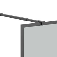 vidaXL Duschvägg med hylla svart 90x195 cm ESG-glas&aluminium