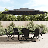 vidaXL Parasoll med trästång 400x273 cm svart