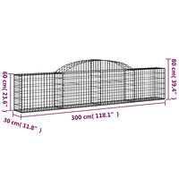 vidaXL Gabioner bågformade 5 st 300x30x60/80 cm galvaniserat järn