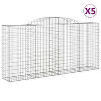 vidaXL Gabioner bågformade 5 st 300x50x140/160 cm galvaniserat järn