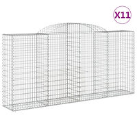 vidaXL Gabioner bågformade 11 st 300x50x140/160 cm galvaniserat järn