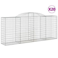 vidaXL Gabioner bågformade 20 st 300x50x120/140 cm galvaniserat järn