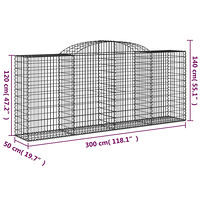 vidaXL Gabioner bågformade 20 st 300x50x120/140 cm galvaniserat järn