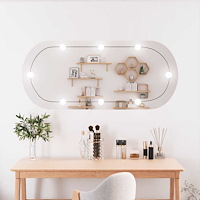 vidaXL Väggspegel med LED-belysning 45x100 cm glas oval
