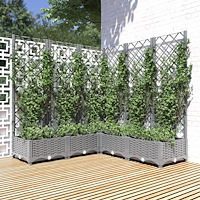 vidaXL Odlingslåda med spaljé ljusgrå 120x120x121,5 cm PP