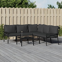 vidaXL Loungegrupp 6 delar mörkgrå dynor stål