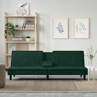 vidaXL Bäddsoffa med mugghållare mörkgrå sammet
