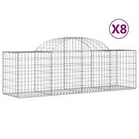 vidaXL Gabioner bågformade 8 st 200x50x60/80 cm galvaniserat järn