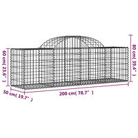 vidaXL Gabioner bågformade 8 st 200x50x60/80 cm galvaniserat järn