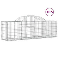 vidaXL Gabioner bågformade 15 st 200x50x60/80 cm galvaniserat järn
