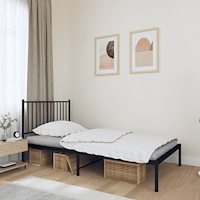 vidaXL Sängram med huvudgavel metall svart 100x190 cm
