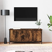 vidaXL Tv-bänk med dörrar rökfärgad ek 102x35x45 cm konstruerat trä