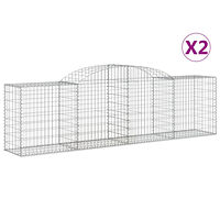 vidaXL Gabioner bågformade 2 st 300x50x80/100 cm galvaniserat järn