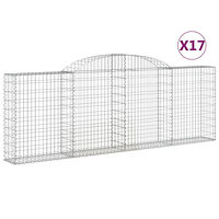 vidaXL Gabioner bågformade 17 st 300x30x100/120 cm galvaniserat järn