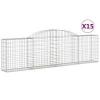 vidaXL Gabioner bågformade 15 st 300x30x80/100 cm galvaniserat järn