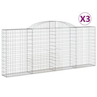vidaXL Gabioner bågformade 3 st 300x30x120/140 cm galvaniserat järn
