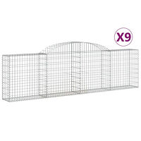vidaXL Gabioner bågformade 9 st 300x30x80/100 cm galvaniserat järn