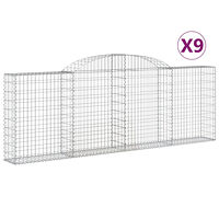 vidaXL Gabioner bågformade 9 st 300x30x100/120 cm galvaniserat järn