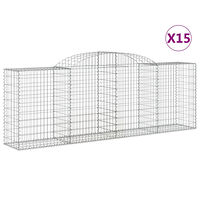 vidaXL Gabioner bågformade 15 st 300x50x100/120 cm galvaniserat järn