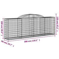 vidaXL Gabioner bågformade 15 st 300x50x100/120 cm galvaniserat järn