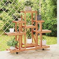 vidaXL Växtställ med hjul 110x25x101 cm massiv furu