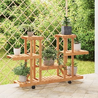 vidaXL Växtställ med hjul 110x25x78 cm massiv furu