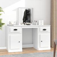 vidaXL Sminkbord med spegel vit 130x50x132,5 cm