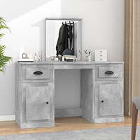vidaXL Sminkbord med spegel betonggrå 130x50x132,5 cm