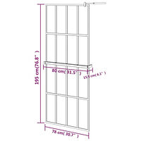 vidaXL Duschvägg med hylla svart 80x195 cm ESG-glas&aluminium