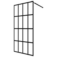 vidaXL Duschvägg med hylla svart 80x195 cm ESG-glas&aluminium