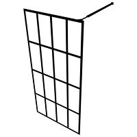 vidaXL Duschvägg med hylla svart 80x195 cm ESG-glas&aluminium