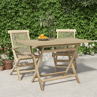vidaXL Hopfällbart trädgårdsbord grå 120x70x75 cm massiv teak