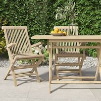 vidaXL Hopfällbara trädgårdsstolar 2 st grå 56x61x89 cm massiv teak