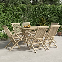 vidaXL Hopfällbara trädgårdsstolar 6 st grå 56x61x89 cm massiv teak