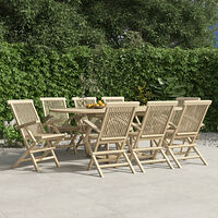 vidaXL Hopfällbara trädgårdsstolar 8 st grå 56x61x89 cm massiv teak