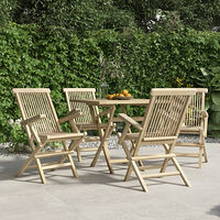 vidaXL Hopfällbara trädgårdsstolar 4 st grå 56x61x89 cm massiv teak