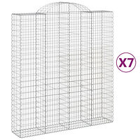 vidaXL Gabioner bågformade 7 st 200x50x220/240 cm galvaniserat järn