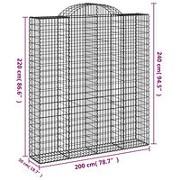 vidaXL Gabioner bågformade 7 st 200x50x220/240 cm galvaniserat järn