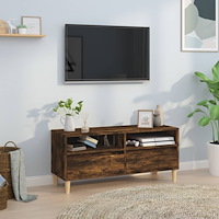 vidaXL Tv-bänk rökfärgad ek 100x34,5x44,5 cm konstruerat trä