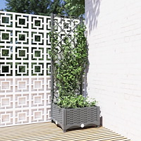 vidaXL Odlingslåda med spaljé ljusgrå 40x40x121,5 cm PP