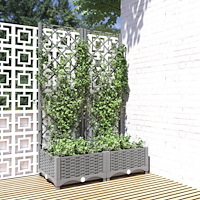 vidaXL Odlingslåda med spaljé ljusgrå 80x40x121,5 cm PP
