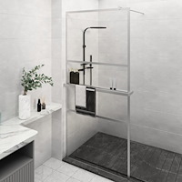 vidaXL Duschvägg med hylla krom 100x195 cm ESG-glas&aluminium