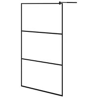vidaXL Duschvägg med hylla svart 115x195 cm ESG-glas&aluminium