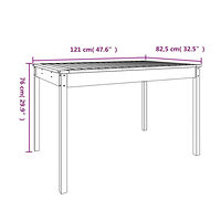 vidaXL Trädgårdsbord vit 121x82,5x76 cm massiv furu