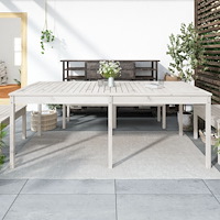 vidaXL Trädgårdsbord vit 203,5x100x76 cm massiv furu