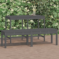 vidaXL Trädgårdsbänk 2-sits grå 159,5x44x45 cm massiv furu